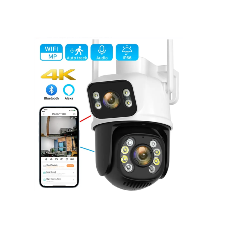 Cámara de seguridad IP de 4MP y 4K con Wifi, lente Dual, protección impermeable, video vigilancia CCTV